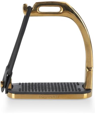 Equinate Safety Stalk Belfast 10cm Gold - Anti-Slip Rubber Tread | Stirrup for Adults & Children | Ankle Relief - 2 Pieces - Buy Online on GoSupps.com