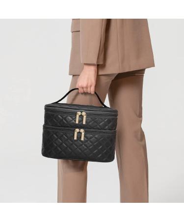 Maange Portable Travel Makeup Bag Set - 2 Pieces Waterproof PU Leather Cosmetic Bag for Women - Stylish & Multifunctional Black Bag - Buy Online on GoSupps.com