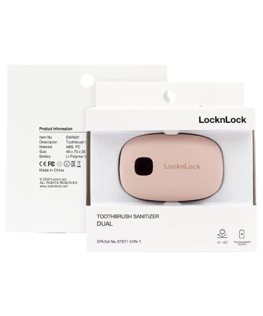 LocknLock UV Toothbrush Sanitizer/Cover for Home/Travel  USB Rechargeable Battery  Dual  Pink
