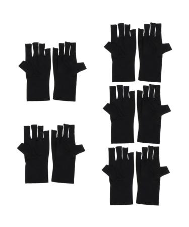 Beaupretty 5 Pairs Nail Gloves Nail Uv Lamp Nail Art Gel Nails Gel Uv Gloves for Gel Nail Lamp Gloves for Nails Sun Gloves Nail Polish Gloves Nail Molding Gel Fingerless Miss Polyester Dryer