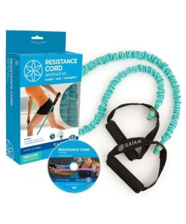Gaiam Medium Covered Resistance Cord Workout Kit/Ensemble D'Entra nement Avec Bande De R sistance Gain e-Moyen