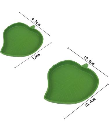 Jagowa Leaf-Shaped Reptile Food & Water Bowls - Set of 2 2-Sizes Plastic Feeder & Drinking Bowls for Moriya Corn Snakes & Crawling Pets in Green - Buy Online on GoSupps.com