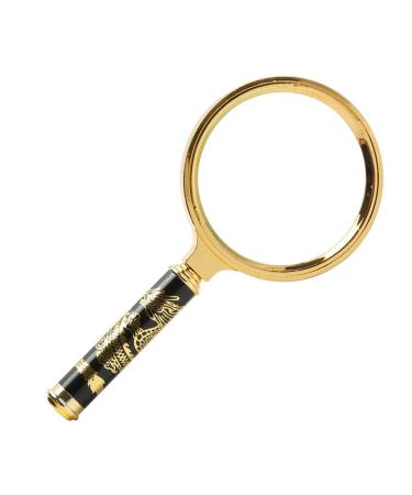 High-Powered Handheld Glass with LED Lights HD Elderly Children Students Reading Mobile Phone Repair Mini Portable 90MM Extra Large Lens Enlargement Mirror Gold Good Times