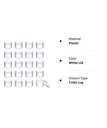 20-Piece Round Pot Jars Plastic Cosmetic Containers Set 20ml/0.7oz - White Lid - Buy Online on GoSupps.com