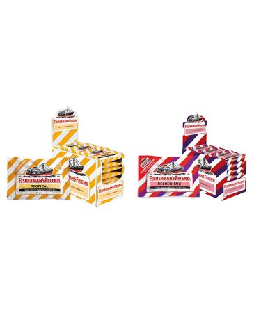 Fisherman's Friend Tropical |Cardboard with 24 bags |Anana's melon and guave taste & n's friend berries mix |Cardboard with 24 bags |Wild-fruity aromas of different berry varieties | Exclusive