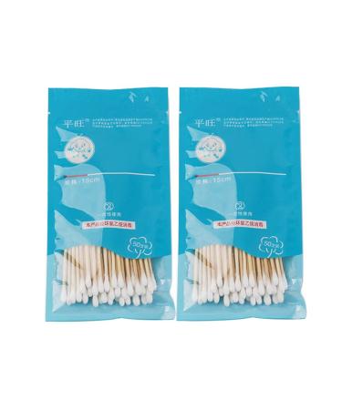 Cotton swabs 50 pieces cotton carrier wooden stick with thick cotton head long wooden handle cotton fabric 15cm cleaning stick for camera keyboard make-up polishing cleaning (1 pack)