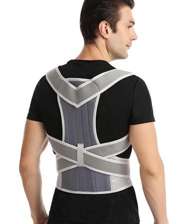 Breathable Posture Corrector Men Women Adjustable Full Back Support Belt Teenager Student Hunchback Correction Posture Trainer For Spinal Alignment And Postural Support ( Color : Gray Size : Large ) Large Gray