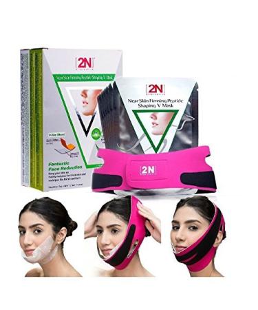 2N V Line Face Firming Mask  Face Slimming Cheek Mask  Double Chin Reducer  Reusable Chin Lift Up Mask with Bandage Belt for Tightening Face Skin and Making V-line Chin Moisturizing ( 7PCS+Bandage )