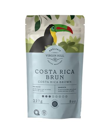 Virgin Hill Coffee - Costa Rica Brown - Smooth Intensity & Mild Roast - Half Pound of High-Grade Ground Coffee - 8oz / 227 grams Ground 8 oz. / 227 grams