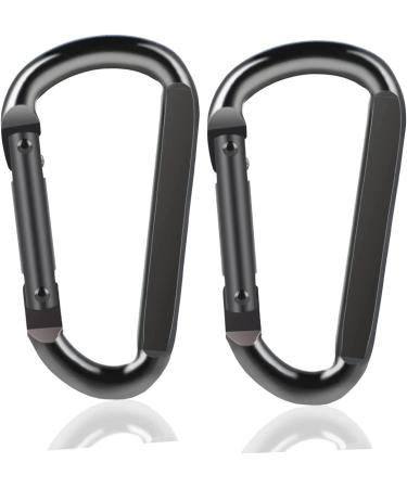 DELSWIN Heavy Duty Caribeaner Carabiner Clip - 900lbs, 3" Caribeener Clips D Shaped Spring Hooks for Hammocks, Camping, Hiking, Dog Leash, Keychains, Outdoors and Gym Black M8-2pcs