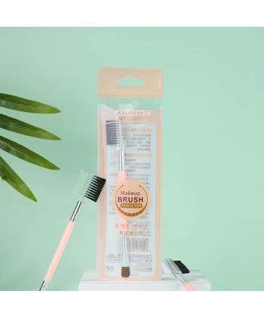 FRCOLOR Professional Cosmetics Brush Set - 2 Eye Shadow & Eyebrow Brushes with Spoolie - Double Sided Makeup Tools - Pink - International Shipping Available - Buy Online on GoSupps.com