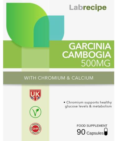 Garcinia Cambogia 500mg Capsules for Weight Loss and Flat Tummy Herbal Supplement with Chromium 90 Caps 1 Month Supply Non-GMO UK GMP Certified - Buy Online on GoSupps.com