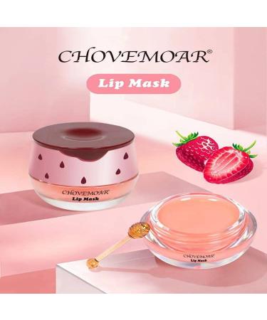 Honey & Strawberry Lip Care Set - Exfoliating Lip Masks for Dry Lips, Moisturizing Balm with Brush, Anti-Wrinkle Formula for Aging Lips - Buy Online on GoSupps.com