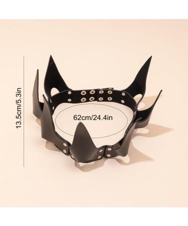 KIPETTO Gothic Leather Crown Black Halloween Costume Headdress Adjustable Gothic Headband for Halloween Masquerade Wedding Birthday Party - Buy Online on GoSupps.com