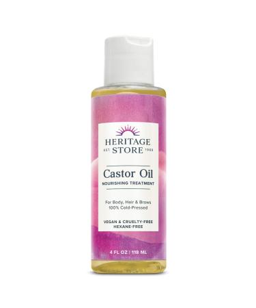 HERITAGE STORE Castor Oil Nourishing Hair Treatment Deep Hydration for Healthy Hair Skin Lashes & Brows Castor Oil Packs & More Cold Pressed Hexane Free Vegan & Cruelty Free 4oz
