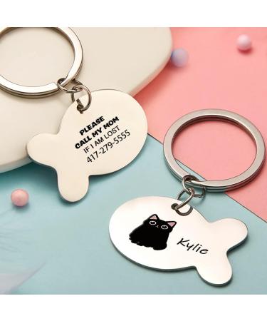 Personalized Engraved Cat Collar | Stainless Steel | 10 Selectable Names & Phone Numbers | Call My Mom If I'm Lost - Buy Online on GoSupps.com