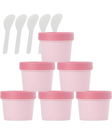 empty jars with lids cosmetic jar B0CKBVKX5Z6 PC Empty 200ml Pink Facial Mask Wide Mouth Plastic Jars 200g Leakproof Cosmetic Pot Container with Lids with 6 PC Spatula (Color : Roze Size : 100ml) (