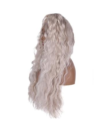 SHIYID Platinum Blonde Loose Wave Lace Front Wig | Heat Resistant Silver Hair Wig for Black Women | Perfect Ponytail Style - Buy Online on GoSupps.com