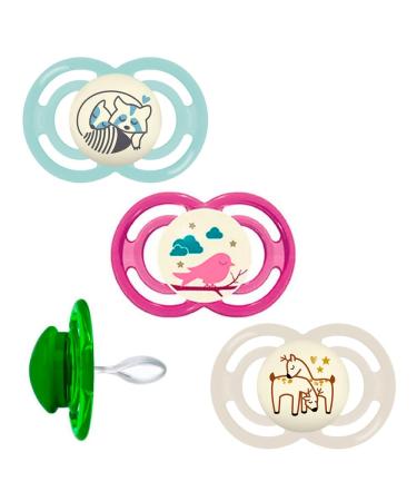 MAM Perfect Silicone Pacifier 6-16 Girl Mix // Set of 3 // incl. 3 sterilized transport boxes