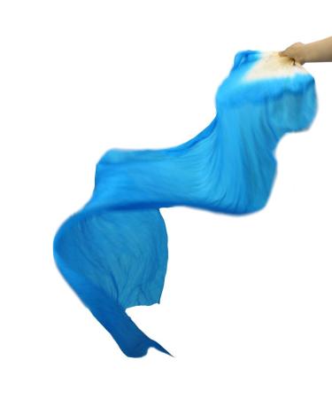 WEISIPU 1.8m Artificial Silk Belly Dance Bamboo Fans Veils 8 Colors Right Hand Blue