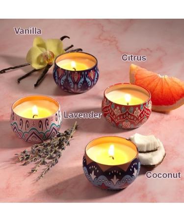 Shop Scented Candles Gift Set for Women | 10% Essential Oil Aromatherapy | 4 Pc Stress Relief | 120h Soy Candles for Home & Special Occasions - Buy Online on GoSupps.com