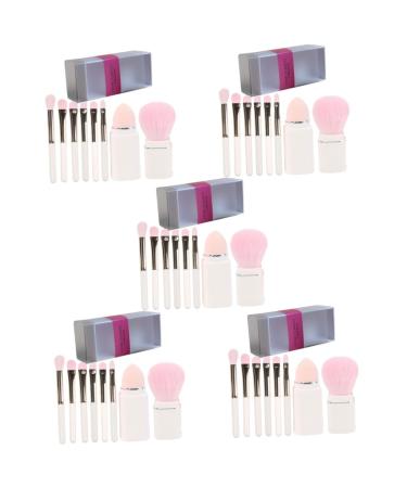 Beaupretty 5 Sets Makeup Brush Set Facial Tools Eye Shadow Brush Face Sponge Makeup Tool Make up Sponges Makeup Brush for Girls Makeup Supplies Travel Square Artificial Fiber Suite White