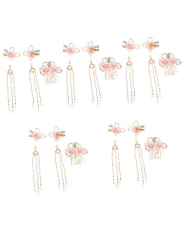 FRCOLOR 5 Sets Comb Chinese Tassel Hair Clip Traditional Hair Accessories Hair Clips Chinese Hair Barrette Flower Tassel Hair Clip Hanfu Headdress Japanese Hair Pin Qipao Hair Clip Pearl