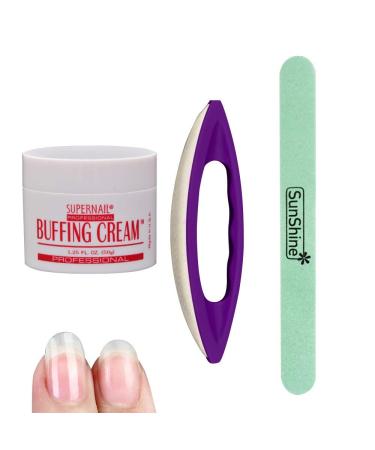 Joligel Manicure Polishing Kit  Buffing Cream + Leather Buffer + Polisher  Nail Care Tools Set for Professional Manicure Pedicure Salon