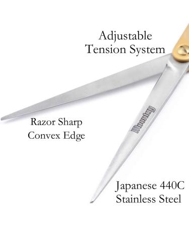 Moontay 6.5 Professional Curved Pet Grooming Scissor - 440C Japanese Stainless Steel, Ultra-Light Aluminum Handle, Dog Cat Shear/Scissor - Gold 6.5 Straight Cutting - Buy Online on GoSupps.com