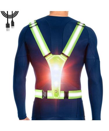 LED Reflective Running Vest, High Visibility Warning Lights for Runners, Adjustable Elastic Safety Gear Accessories for Men/Women Night Running, Walking, Cycling/Biking Charging