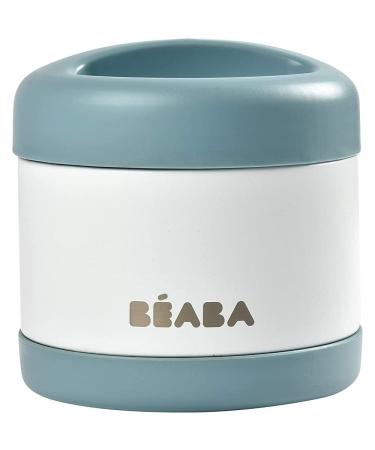 B ABA - Thermal Meal Preservation Container - For Baby and Children - 100% Airtight - Stainless Steel - Keeps food Hot or Cold for more than 5 hours - Double layered - 500 ml - Blue/White - Buy Online on GoSupps.com