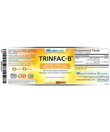 Intrinsic Factor with Folic Acid and Vitamin B-12 1000mcg - 120 Capsules by Wonder Laboratories - Buy Online on GoSupps.com