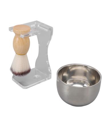 3 Piece Shaving Brush Set for Men Acrylic Brush Holder Bubble Cup Nylon Bristles Brush Set