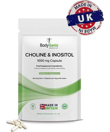 Bodygenix Choline & Inositol 1000mg Capsules - Brain Health & Mood Supplement | 30 Capsules, 1 Month Supply - Buy Online on GoSupps.com