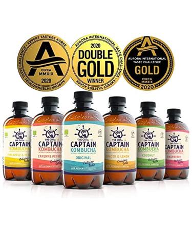 Gutsy Captain Kombucha - Raw Vegan Kombucha Tea with Live Cultures (12 x 400ml Mix Box) - No Preservatives Unpasteurized International Shipping - Buy Online on GoSupps.com