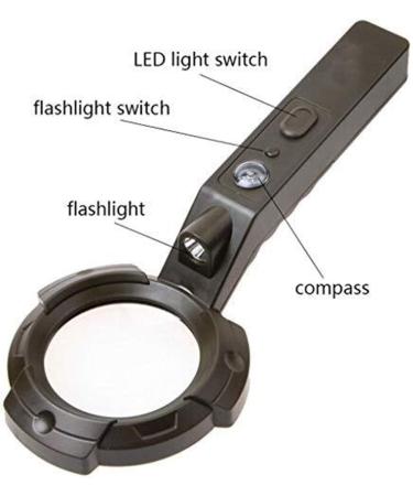 Glass Outdoor Mounted Multi-Function Photoelectric Magnifier 6 LED Lights Illuminated Flashlight Compass Magnifier Magnifier for Reading Made in China - Buy Online on GoSupps.com