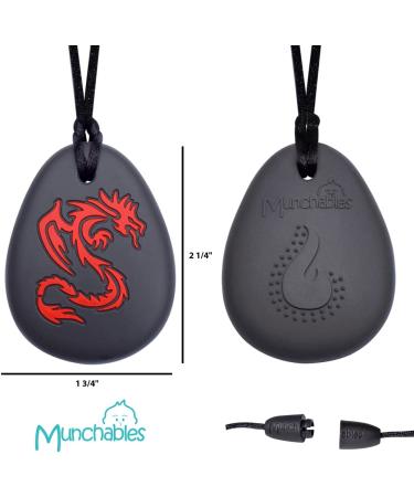 Munchables Dragon Sensory Chew Necklace - Red/Black Chewy Fidget Stim Toy for Adults & Kids - Buy Online on GoSupps.com