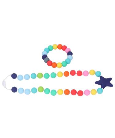 Food Grade Silicone Chew Necklace & Bracelet Set for Teething Babies - Colorful & Portable Teether Toys for Autism & Anxiety Relief - Buy Online on GoSupps.com
