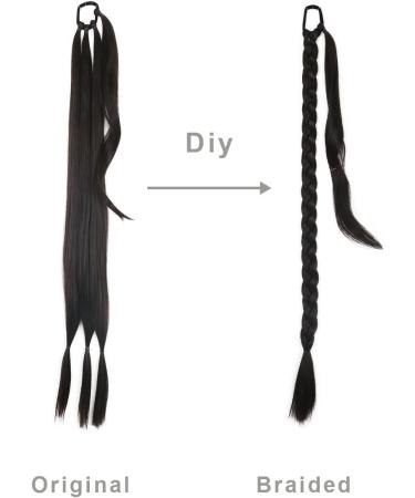 prinfantasy Hair Extensions for Braiding DIY Braid Ponytail Extension Long Straight 33" Ponytail Hair Extensions Natural Invisible Resistant Fiber Soft Natural Black Brown MW262 MW262 33 inch - Buy Online on GoSupps.com