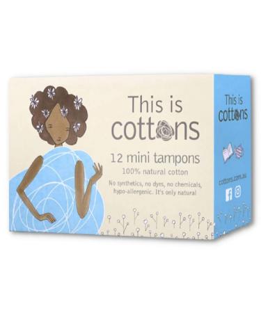 Cottons 100% Natural Cotton Teen Tampons Mini (Light Flow) tampons Regular Without Chemicals Biodegradable (Pack of 1)