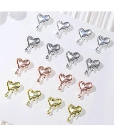 20pcs 3D Alloy Heart Nail Charms - Droplets Lava Heart Shape Art Charms for Nails - Punk Chrome Charms - Irregular Molten Love Metal Jewelry & Accessories - Buy Online on GoSupps.com