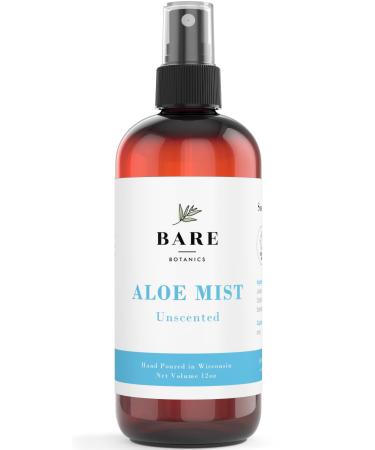 BARE BOTANICS Cooling Aloe Spray for Skin & Hair - Large 12oz | Sunburn Spray & Aloe Hair Moisturizer | 99.66% Pure Unscented Aloe Vera Spray Made in Wisconsin