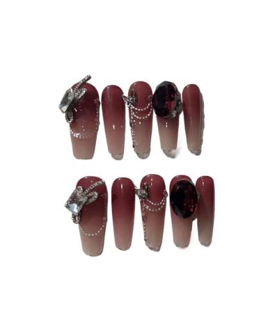 Temperament enhancement manicure hand-made blush gradient hand-worn nail patch fog explosion(M)