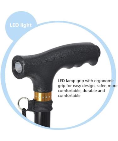 Crutches Aluminum LED Light Cane Four Corner Grips Elderly Walker 10 Height Adjustable Lightweight Durable Crutches - Buy Online on GoSupps.com