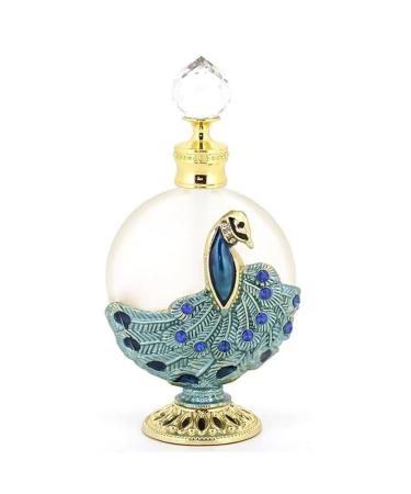 Perfume Bottle Empty Frosted Glass Essential Oil Bottle Refillable Empty Jewelry Decoration Crystal Bottle (Size : Powder Blue Peacock)