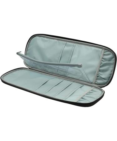 Katech Knitting Needles Case - Portable Travel Crochet Hooks Storage Bag with Transparent Pocket - Blue - Buy Online on GoSupps.com