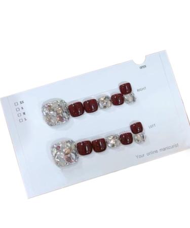 Artificial Toenail | Glitter Stick On Toe Tails - Glossy Fake Toe Nails Sparkling Cat's Eye Toenail Manicure Art for Women Girls for Summer