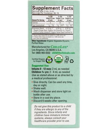 Childlife Clinicals Organic Gripe Water 2 fl oz - Natural Relief for Infants - Buy Online on GoSupps.com