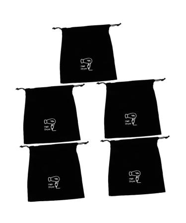 DRESSOOS 5 Pcs Hair Dryer Storage Bag Hair Dryer Drawstring Pouch S choir Travel Hair Dryer Bag Black Flannel