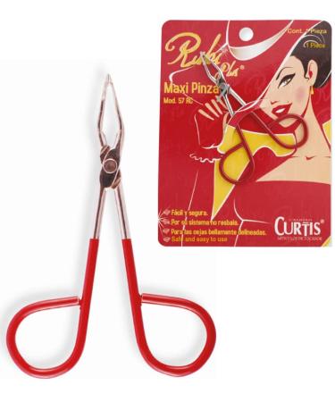PROFESSIONAL Salon TWEEZERS with Easy Scissor Handle  The BEST PRECISION EYEBROW TWEEZERS Men/Women  PORTABLE Beauty Tools for Facial Hair  Ingrown Hair  Blackhead  Red 57RC  MADE IN MEXICO